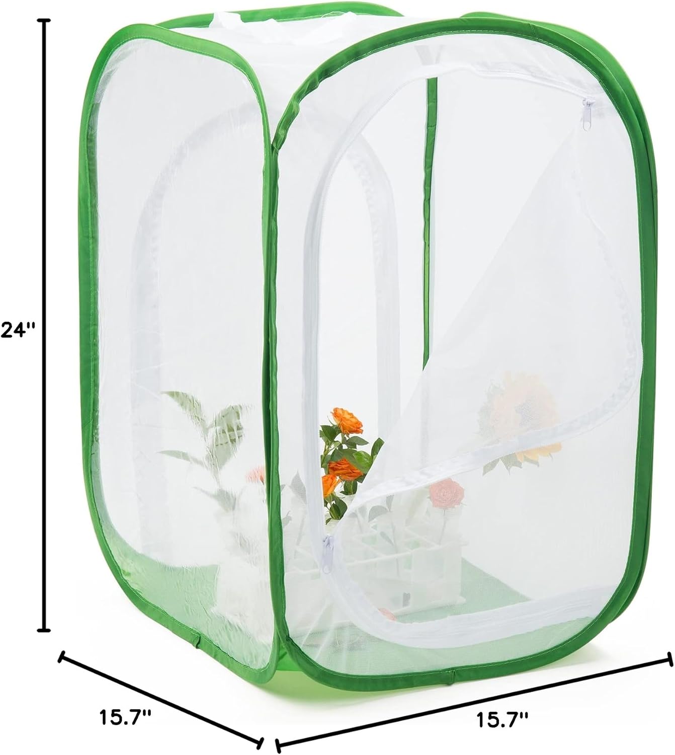 Two Doors Monarch Butterfly Habitat, Insect Mesh Cage, Caterpillar Enclosure Terrarium Pop-up (15.7 X 15.7 X 24 Inches)