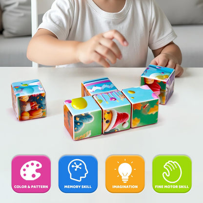 Pairez Toys 3D Magnetic Cubic Jigsaw Puzzle Toys for Toddlers, Large Building Blocks Cubes 1.65 Inches, Sensory & Montessori Toys for Kids 3-5