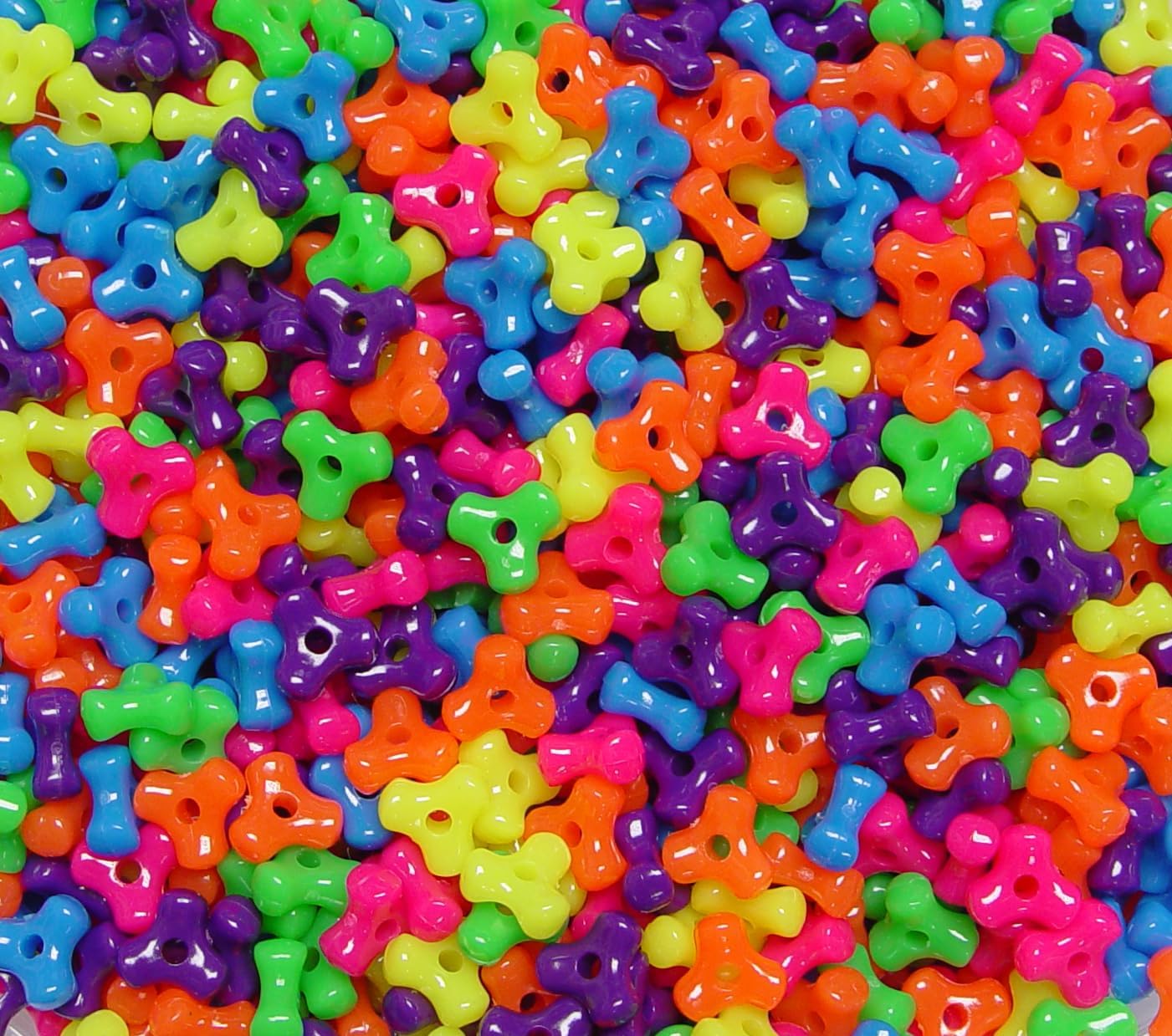 Tri Beads, Easy-to-Use Reusable Jewelry Making Supplies for Art, Craft Decorations & More, 11 mm Bracelet Beads, Crafted in The USA, Neon Yellow, 500 pcs (Pack of 1)
