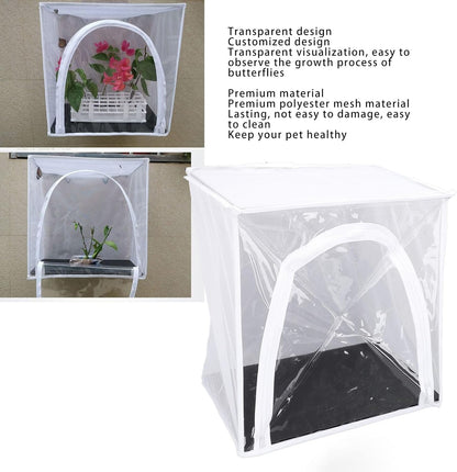 Butterflies Mesh Cage, Wall Mounted Cage for Hanging Butterflies, Small Enclosure with Adhesive Plate, Transparent Design for Observing Growing Process