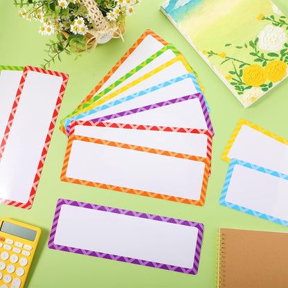 Janlaugh 12 Pcs Large Magnetic Dry Erase Labels for Classroom, 12 x 4 Inch Rectangle Magnetic Name Plates Label Flexible Magnet Stickers for Whiteboards Refrigerator(Rainbow Color,Style 1)