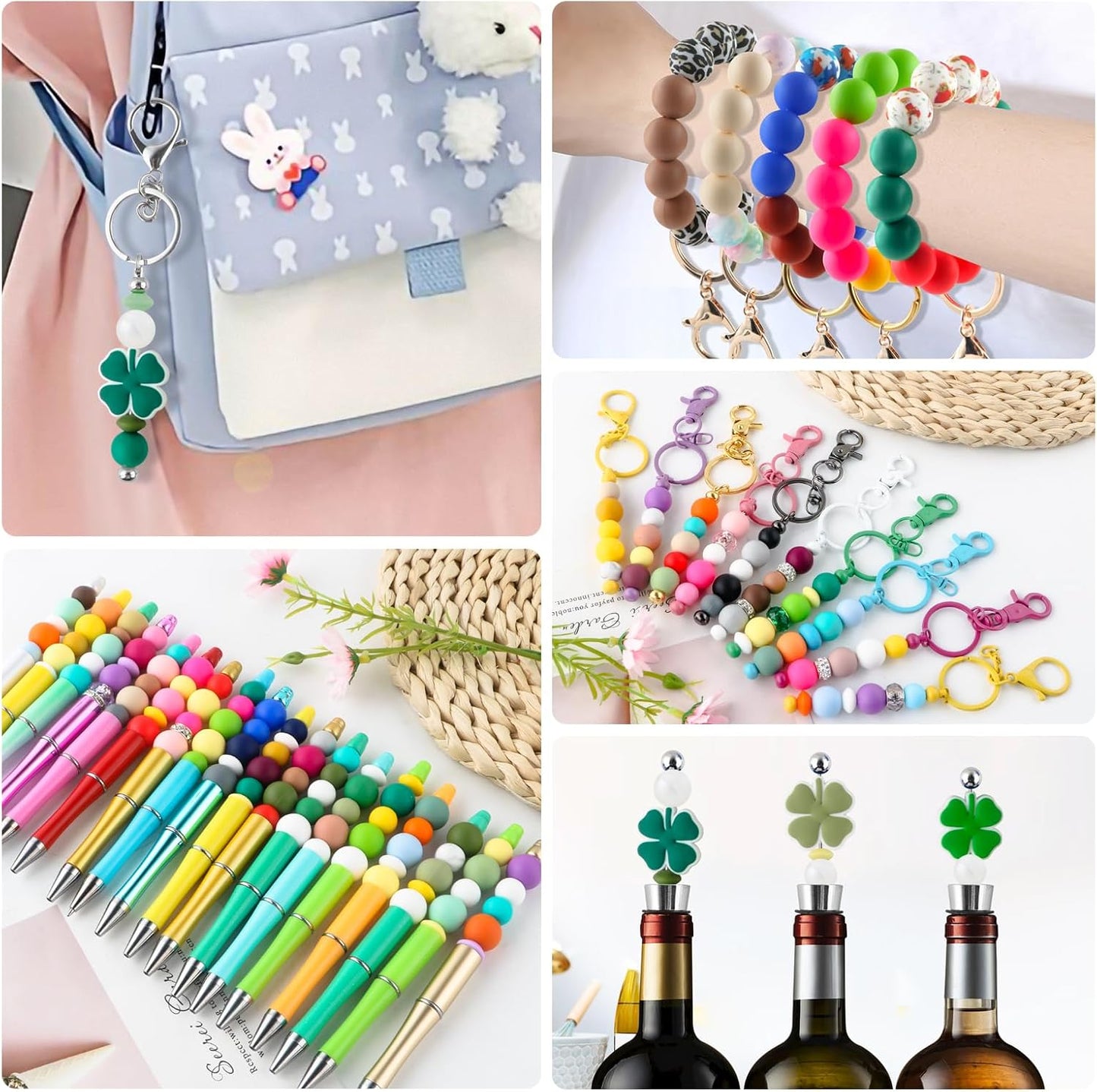 65Pcs 19mm Silicone Beads for Keychain Making Bracelet Necklace, Bulk Round Silicone Beads for Pens（Christmas Green） - Colors B