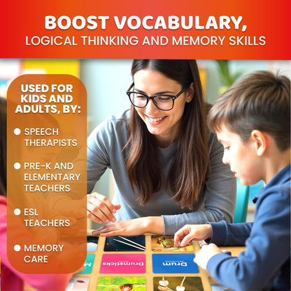 QUOKKA 104 Noun Flash Cards Set – Kids and Adults Vocabulary Builder for ABA Therapy, Early Childhood Education, and ESL Teaching – Picture Cards for Speech Therapy and Vocabulary Building Activities