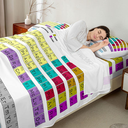 Erosebridal Science Theme Bed Sheets Set Full Size for Boys Girls Chemistry Periodic Table Print Sheet Set Chemical Subject Theme Sheets Teens Kids Math Science Atyle Fitted Sheet 4 Pcs