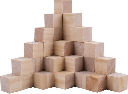 Tosnail 30 Pack 2 Inches Unfinished Wooden Cubes Wooden Blocks - Great for Crafts Making