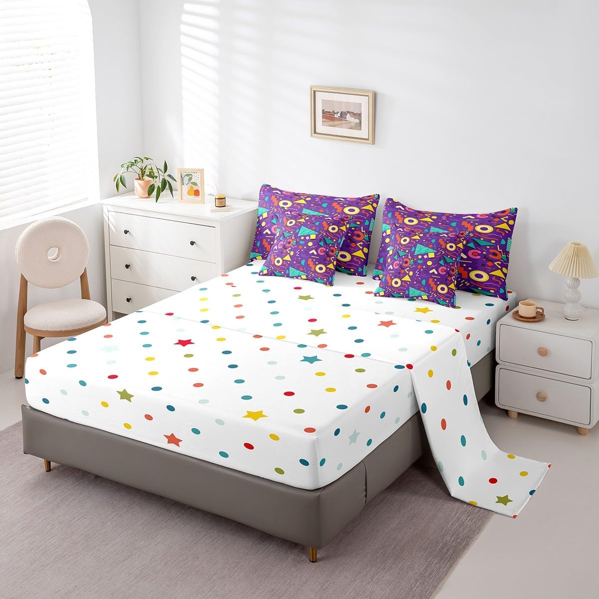 Erosebridal Chemical Equation Bed in a Bag Queen Comforter Set 7 Piece,Chemistry Bedding Sets Science Students Learning Gift Sheet Set with Comforter,Molecular Formula Education Bed Set - Colors A