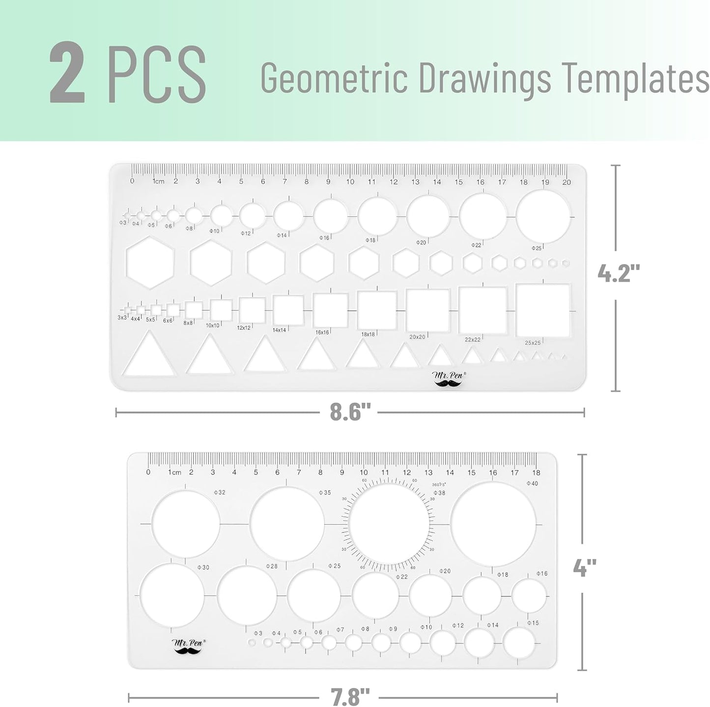 Mr. Pen Circle Templates - Large & Small Sizes, Circle Stencil & Ruler for Drafting & Drawing