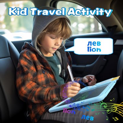 Talking English & Spanish Flash Cards - 8" LCD Writing Tablet for Kids 3-12, Bilingual 510 Sight Words, Toddler Pocket Speech, Drawing Sketch Pad, Autism Toys for Boys (Spanish, Blue)