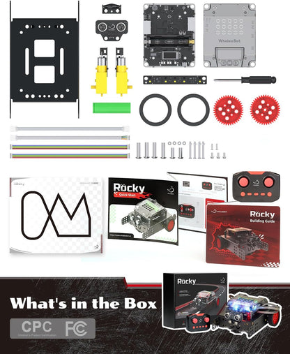 WhalesBot Rocky Coding Robot Car Kit for Kids 8-12 12-16, STEM Educational Engineering Toy, Scratch Python C Programming & Remote Control, Science Gift for 8 9 10 11 12+ Year Old Boys Girls