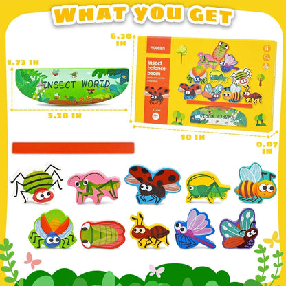 Vileafy Wooden Insect Toys for Kids -Bug Figurines Building Blcoks, Montessori Educational Wooden Toys for Preschool Learning, Fine Motor & Spring Nature Play Gift