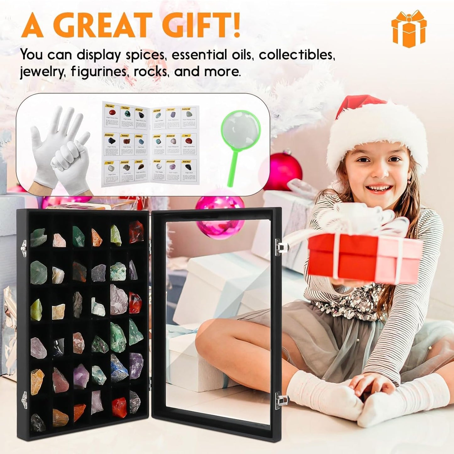 Rock Collection Box for Kids - Display Case for Collectibles - Storage and Display Shelf - Generation 2