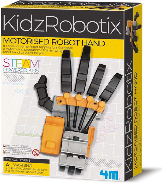 4M: KidzRobotix - Motorized Robot Hand - DIY Building Science Kit, Programmable Drum, Lever-Based Fingers, Precision Gear System, STEM Toy, Kids 8+