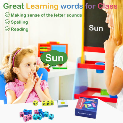 Word Spelling Games, Matching Letter Game for Kids, 20 Wooden Alphabet Blocks with 54 Flashcards, Preschool Learning Activities Toys, Montessori Educational Toys Gifts for Kids Ages 3-8