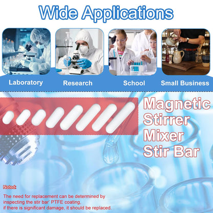 Magnetic Stir Bars with Magnetic Retriever Set, Lab Mixed Size PTFE Magnetic Stirrer Mixer Stir Bars PTFE Stiring Rod, 8x35mm, 8x30mm, 8x28mm, 7x30mm Magnetism for Laboratory Home DIY Project