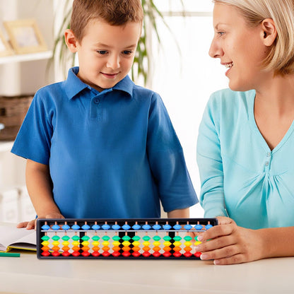 Alipis Arithmetic Abacus Math Counting Toy 17 Digits Rods with Colorful Beads, Chinese Abacus Mathematics Learning Aid Tool