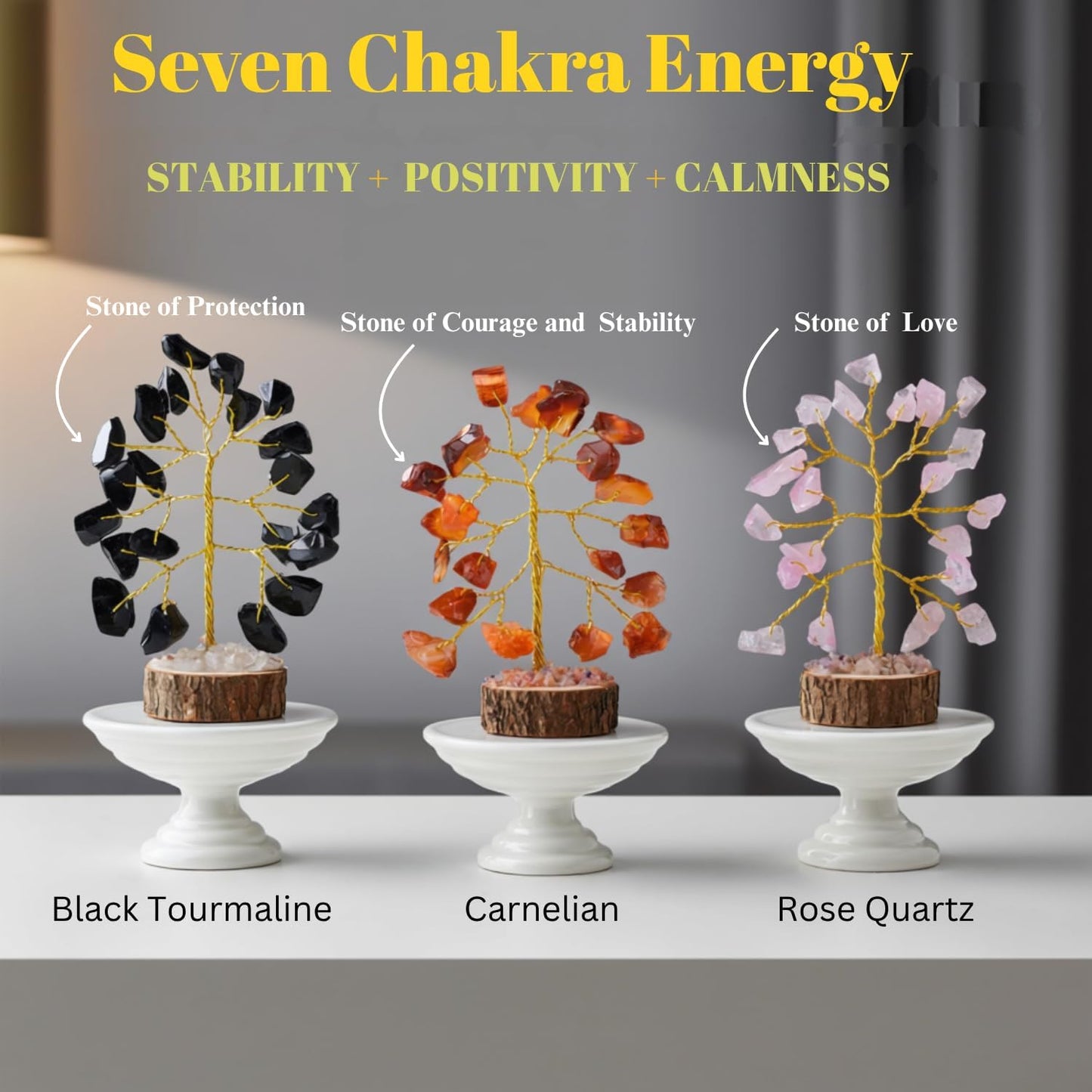 ANAYA AGATE 7 Chakra Healing Crystal Tree of Life Kit, Bracelet, Pendant, Necklace, Feng Shui Money Bonsai Tree, Positive Energy for Women, Mom, Sister and Housewarming Decoration