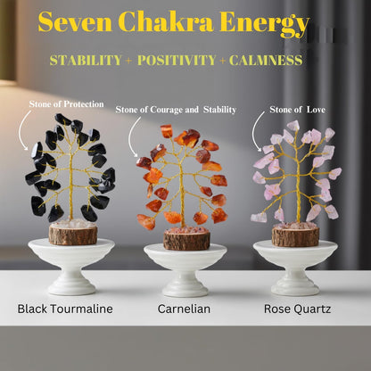 ANAYA AGATE 7 Chakra Healing Crystal Tree of Life Kit, Bracelet, Pendant, Necklace, Feng Shui Money Bonsai Tree, Positive Energy for Women, Mom, Sister and Housewarming Decoration