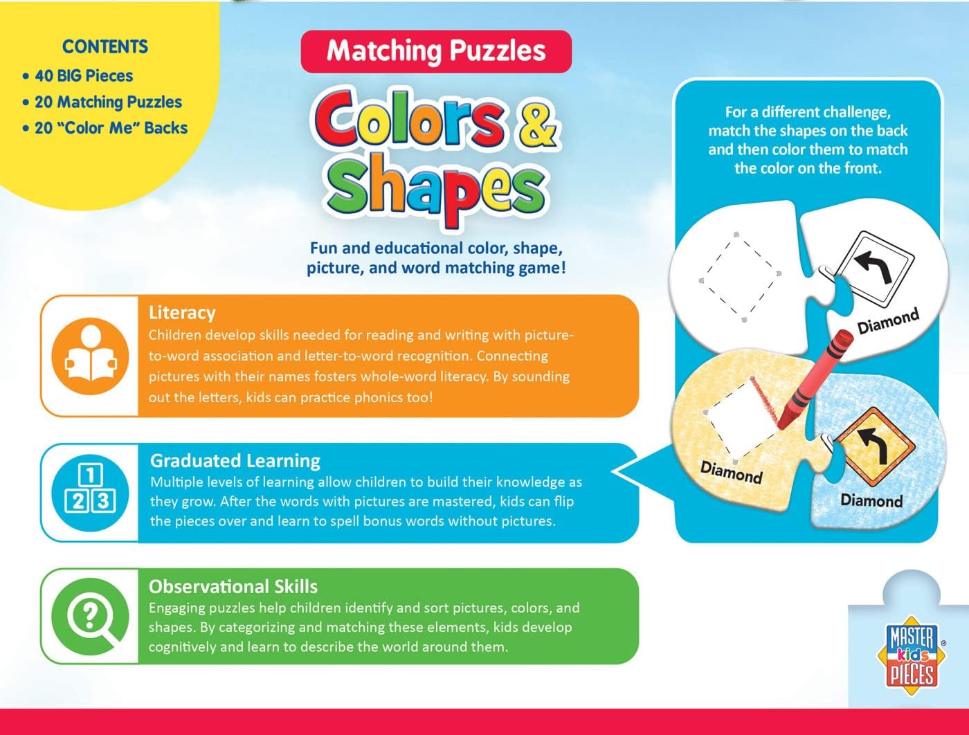 MasterPieces Kids Games - Educational Colors & Shapes Matching Game - Game for Kids and Family - Laugh and Learn