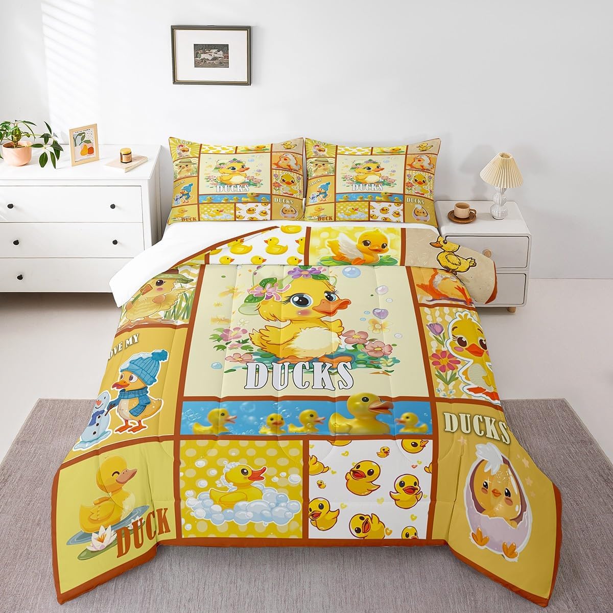 Castle Fairy Drum Kit Comforter Set,Musical Instruments Bedding Set for Kids Girls Women,Adults Rock Music Comforter,Neon Lighting Quilted Duvet Set Bedroom Collection Twin Size 2Pcs
