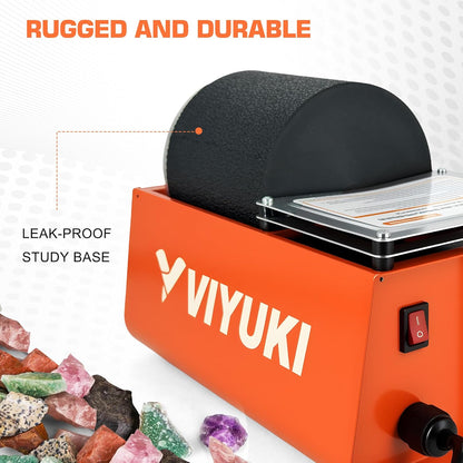 Professional Rock Tumbler Kit - Double Drum 6LB Rock Polisher(Double Barrel), Includes Rough Gemstones, 8 Polishing Grits, Jewelry, Learning Guide, Ideal Gift for Adults & Collectors