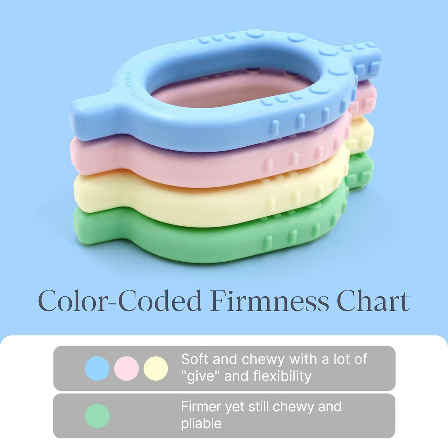 ARK Baby Grabber Sensory Chew, Baby Teether, Sensory Toys for Developing Speech and Feeding Skills, Medical-Grade Oral Motor Therapy Tools, Firm, Turquoise