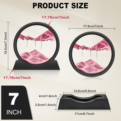 Wai Danie Moving Sand Art Picture 3D Hourglass Deep Sea Sandscape Liquid Motion Display Painting Flowing Sand Frame Relaxing Desktop Home Office Work Decor (Black, 12 Inches)