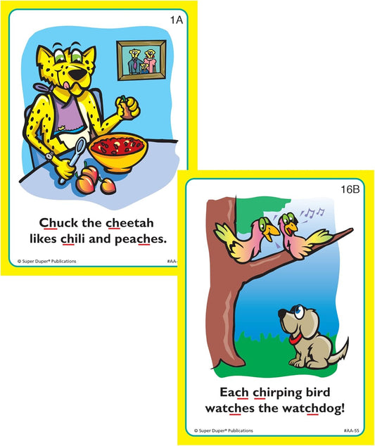 Super Duper Publications | Say and Do® Action Articulation CH Sounds Fun Deck | Vocabulary and Language Development Flash Cards | Educational Learning Materials for Children