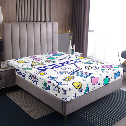 Erosebridal Chemistry Lab Fitted Sheet Twin Size Chemical Equation Bed Sheets for Boys Girls Chemical Elements Science Theme Bed Set Teens Kids Science Students Bedding Set School Dorm Room Decor