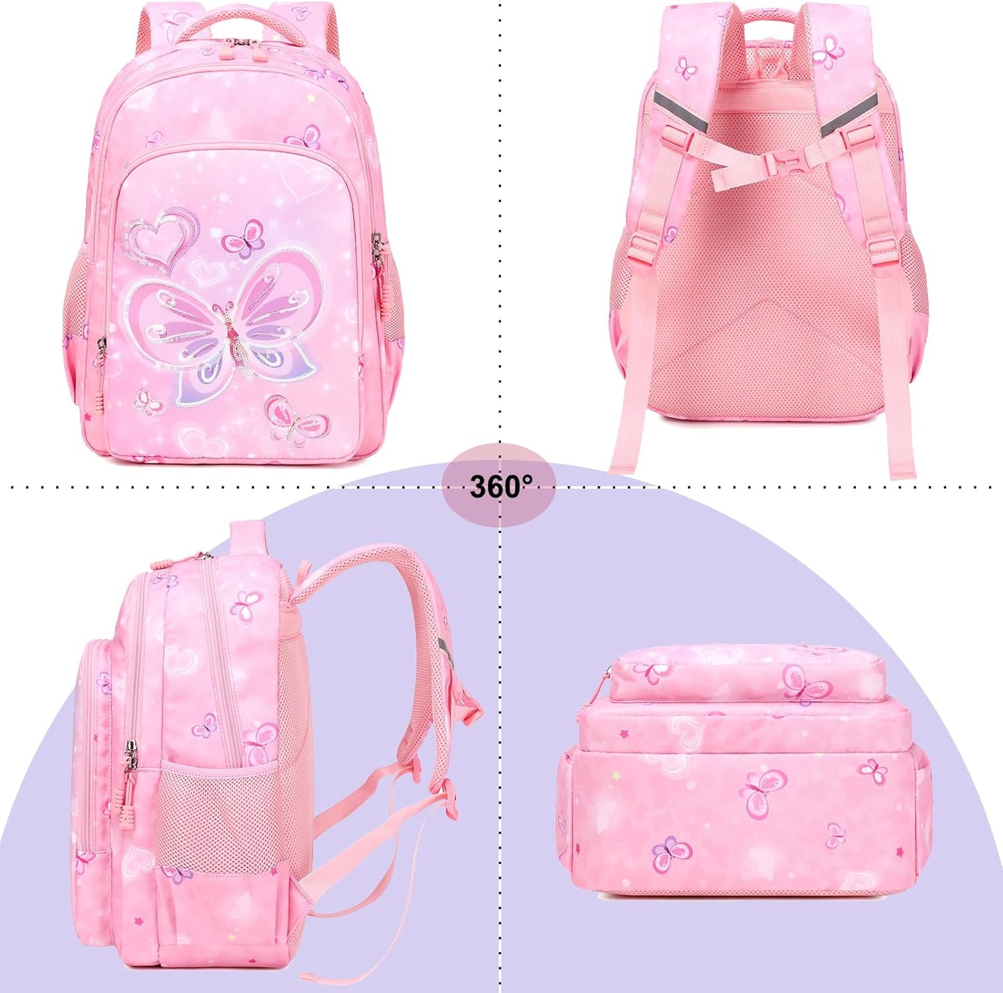 Girls Backpack for Elementary Unicorn Backpack Kids Backpack School Bookbag for Girls 3 in 1 Set Back to School