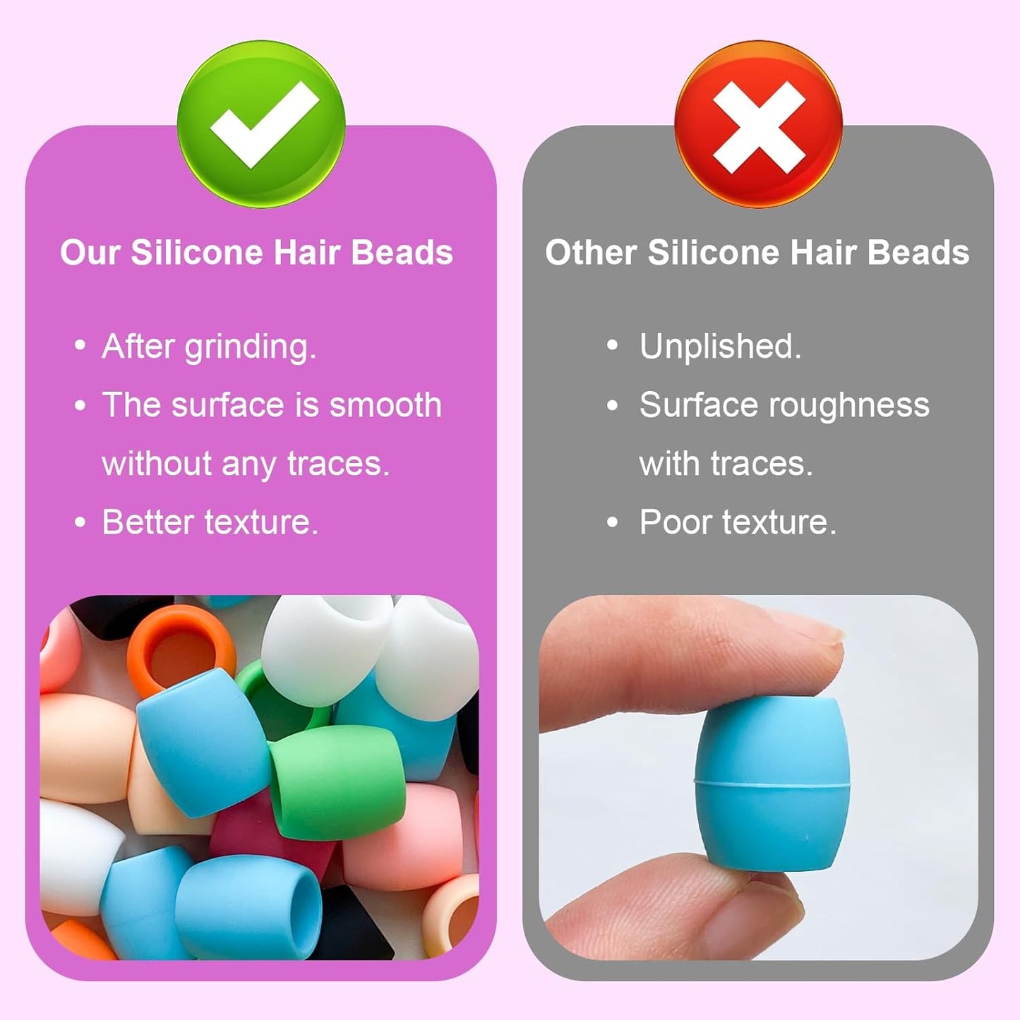 Jongdari 120pcs Silicone Hair Beads for Girls, Colorful Rainbow Large Soft Rubber Pony Beads Kit - 120pcs, 10 Colors