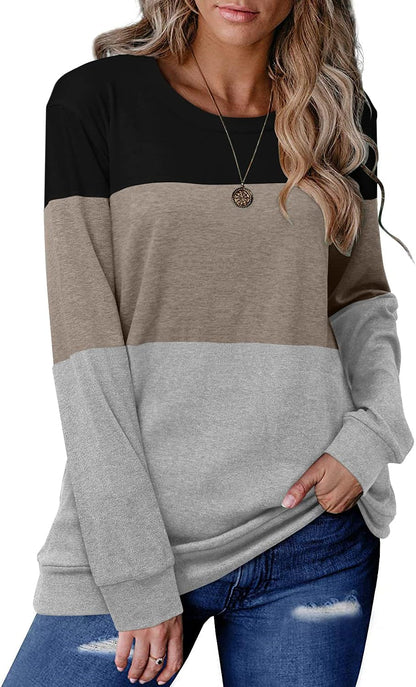 CRAZY GRID Womens Trendy Long Sleeve Shirts Casual Loose Soft Sweatshirt Fall Tops