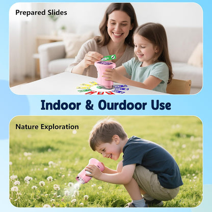 Odatay 4K 1000X Digital Microscope for Kids with Long Distance Viewing & 2.4" Screen, Portable Handheld Edu Toys for Kids Age 3-12 Exploring Bugs Plants at Home Classroom & Outdoor Travel, Yellow