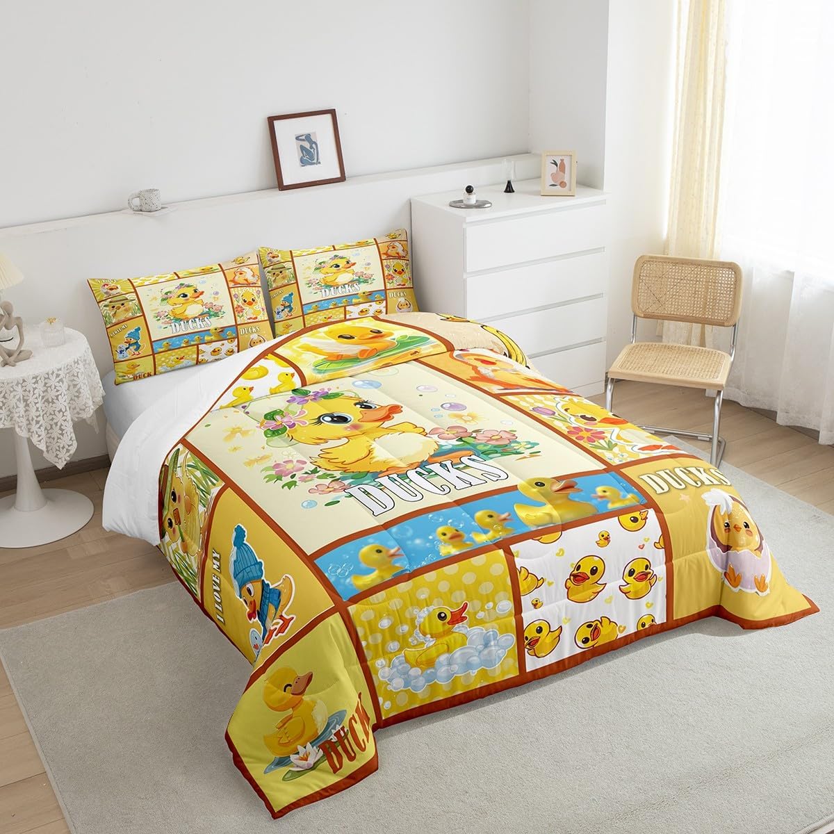 Castle Fairy Drum Kit Comforter Set,Musical Instruments Bedding Set for Kids Girls Women,Adults Rock Music Comforter,Neon Lighting Quilted Duvet Set Bedroom Collection Twin Size 2Pcs