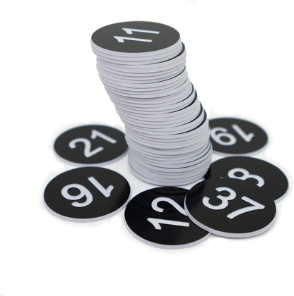 StayMax Plastic Number Tags Engraved Numbered Tags Without Hole (1-50, Black)