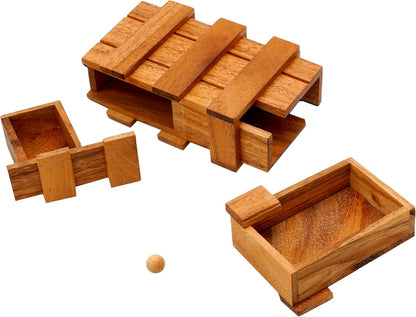 BSIRI Wooden Secret Money Puzzle Box Brain Teaser with Hidden Compartments Ideal Jewelry Stash 3D Lock Gift Card Wood Stash Holder for Cash Gifts Storage for Kids and Adults Double Magic Puzzles Boxes