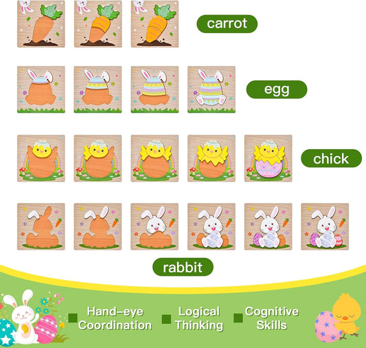 6 Pack Wooden Puzzles for Toddlers 1-3, Montessori Puzzles for 2-4 Year Old, Animal Shape Toddler Puzzles Montessori Toy Baby Learning Preschool Educational Toys Gift