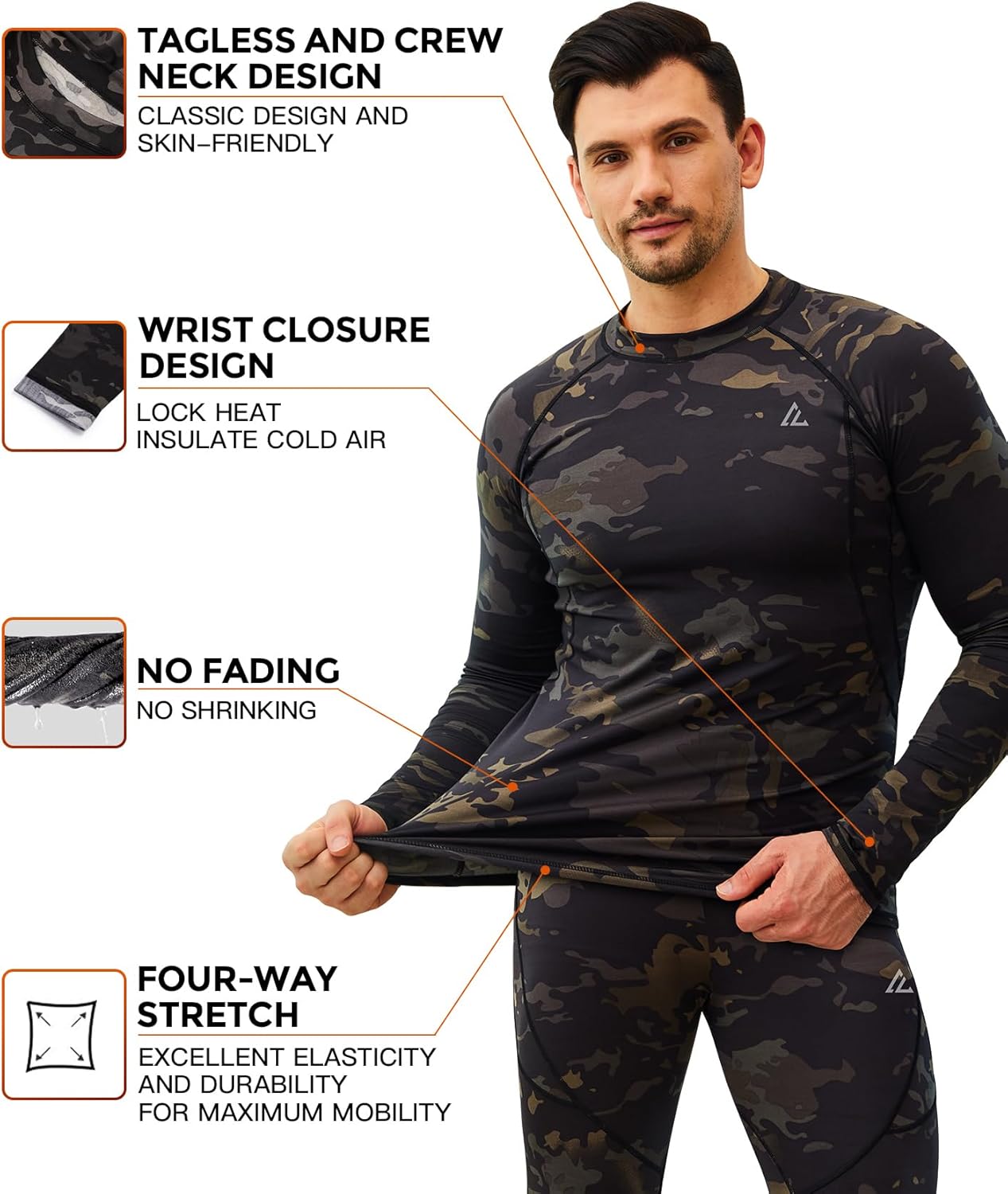 CL convallaria Thermal Underwear Long Johns Set Mens Winter Gift Hunting Gear Sport Base Layer Bottom Top - Colors B