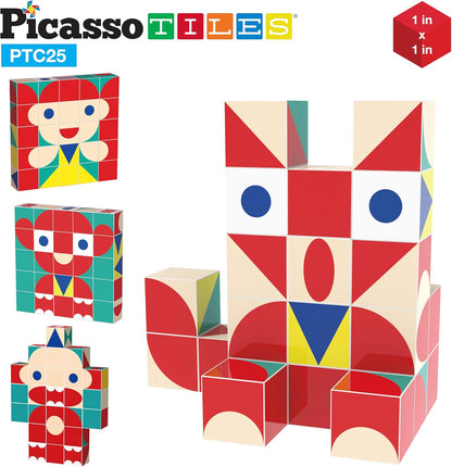 PicassoTiles Infinite Magnetic Puzzle Magic Cube Easy-Connect Brain Teaser Toy Set Magnet Pattern Block Matching Toys Free Ideabook 150+ Inspirations STEM Learning Kids Boys&Girls Age3+ PTC25