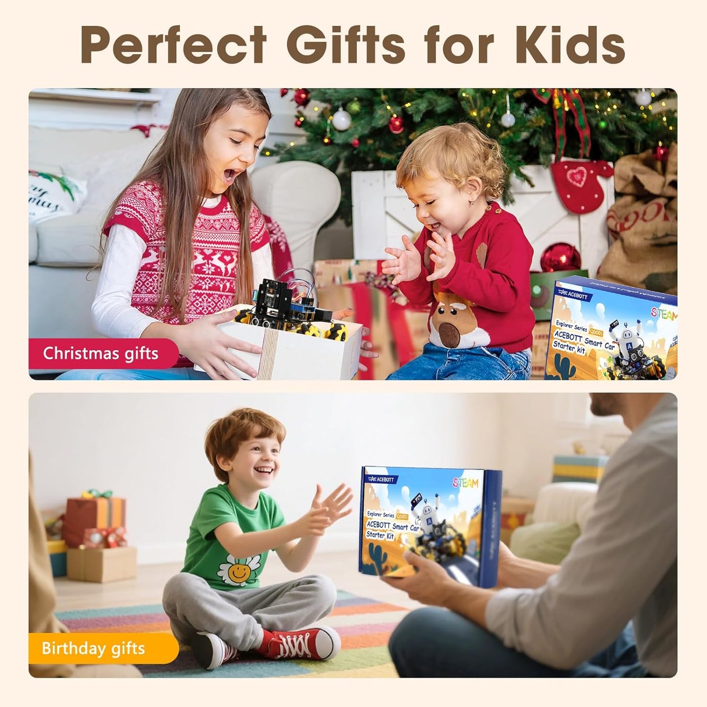 ACEBOTT Robot Kit, Robotics for Kids Ages 8-12 12-16, STEM Toys for Boys with Remote & App Control, Arduino & Scratch Compatible, Science Kits for Kids Age 8-12 12-16, for Boys & Girls(Yellow)