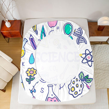 Erosebridal Chemistry Lab Fitted Sheet Twin Size Chemical Equation Bed Sheets for Boys Girls Chemical Elements Science Theme Bed Set Teens Kids Science Students Bedding Set School Dorm Room Decor