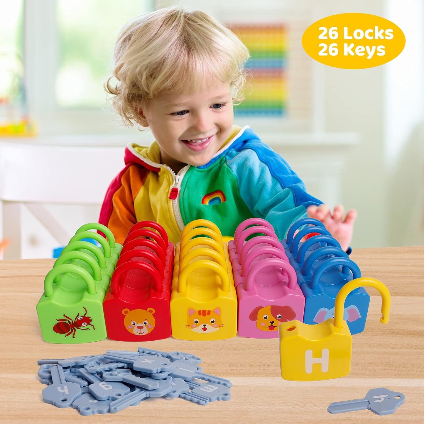 Dinhon Kids Learning Locks with Keys Numbers Matching & Counting Montessori Educational Toys for Ages 3 4 5 Boys and Girls Preschool Games Gifts