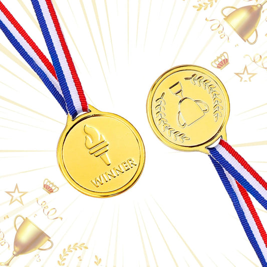 Caydo Gold Medals for Kids, Plastic Medals for Awards Winner Award Medals for Children's Game Prizes, School Sports Games, Competitions, Family Gatherings(24PCS/100PCS)