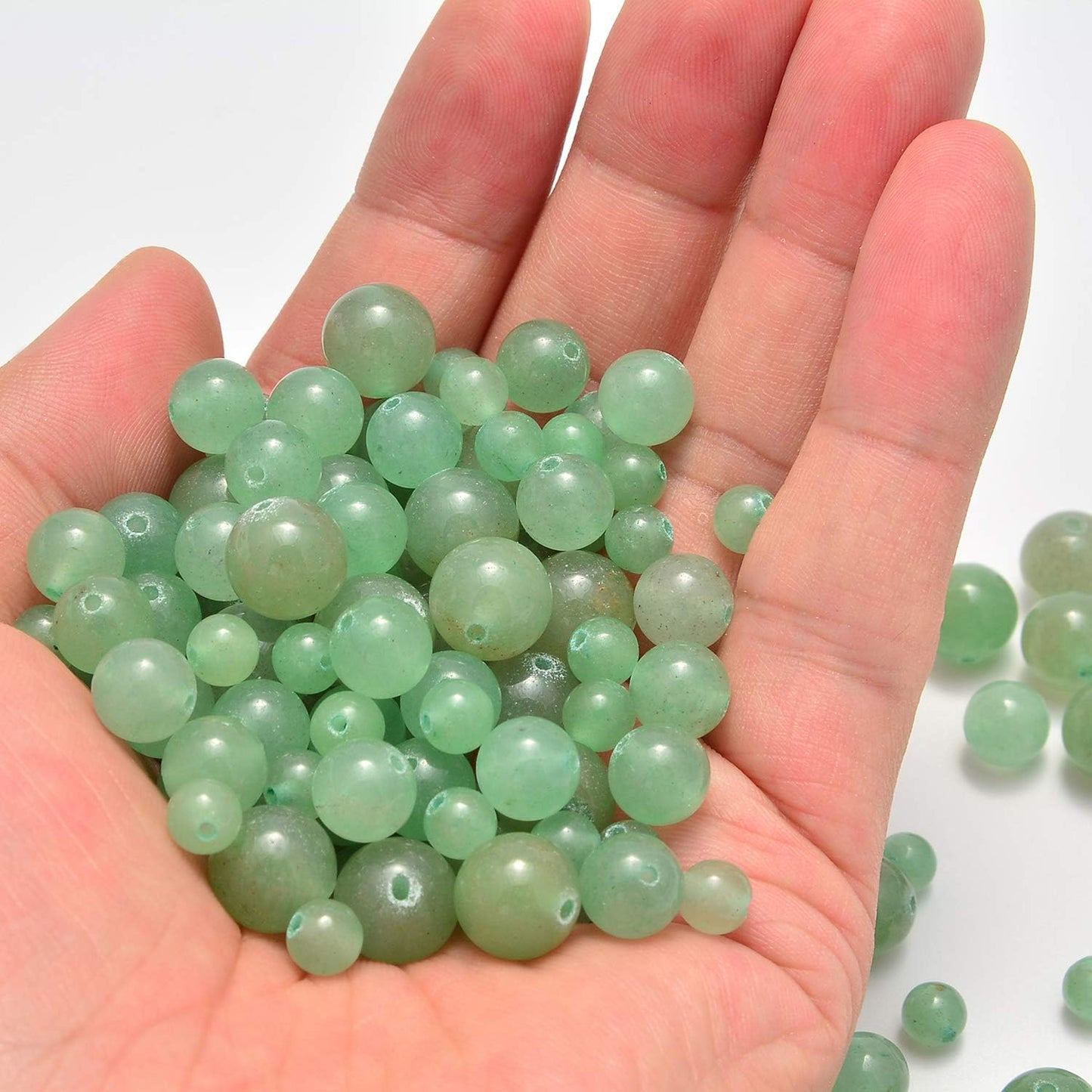 NCB 100pcs Original Natural Stone Beads Gemstone Round Loose Beads 6mm 8mm 10mm (Blue Aventurine, 6mm 100Beads) - Colors A
