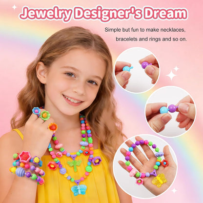 GILI Pop Beads - Jewelry Making Kit for 3 4 5 6 7 8 Year Old Little Girls - Arts and Crafts Toys for Kids Age 4yr-8yr - Necklace Bracelet Creativity Snap Set Top Best Christmas Birthday Gifts (500pcs)