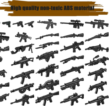 Weapons Pack Military Toy Set Building Blocks Model for Soldier Figures, Army Equipment Gear Kit Pieces and Parts Accessories Compatible with Major Brand