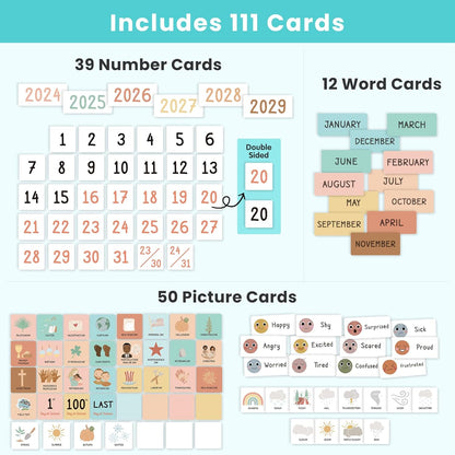 Godery Calendar and Weather Pocket Chart, Classroom Organized Chart, 149 Pieces
