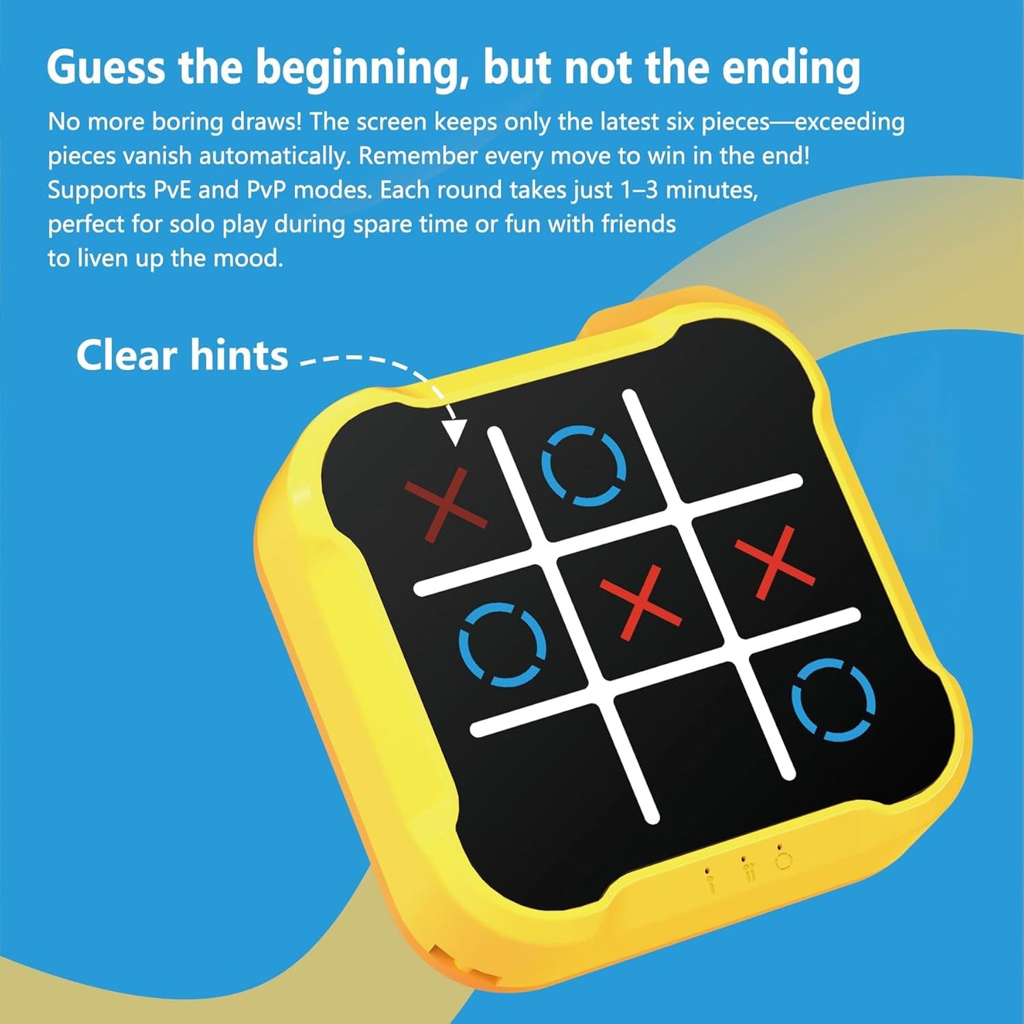 Tic Tac Toe Bolt Game,Handheld Electric Puzzle Game Console, Board Games for Kids and Adults,Gift Ideal for Kids and Adults' Birthday(Blue)
