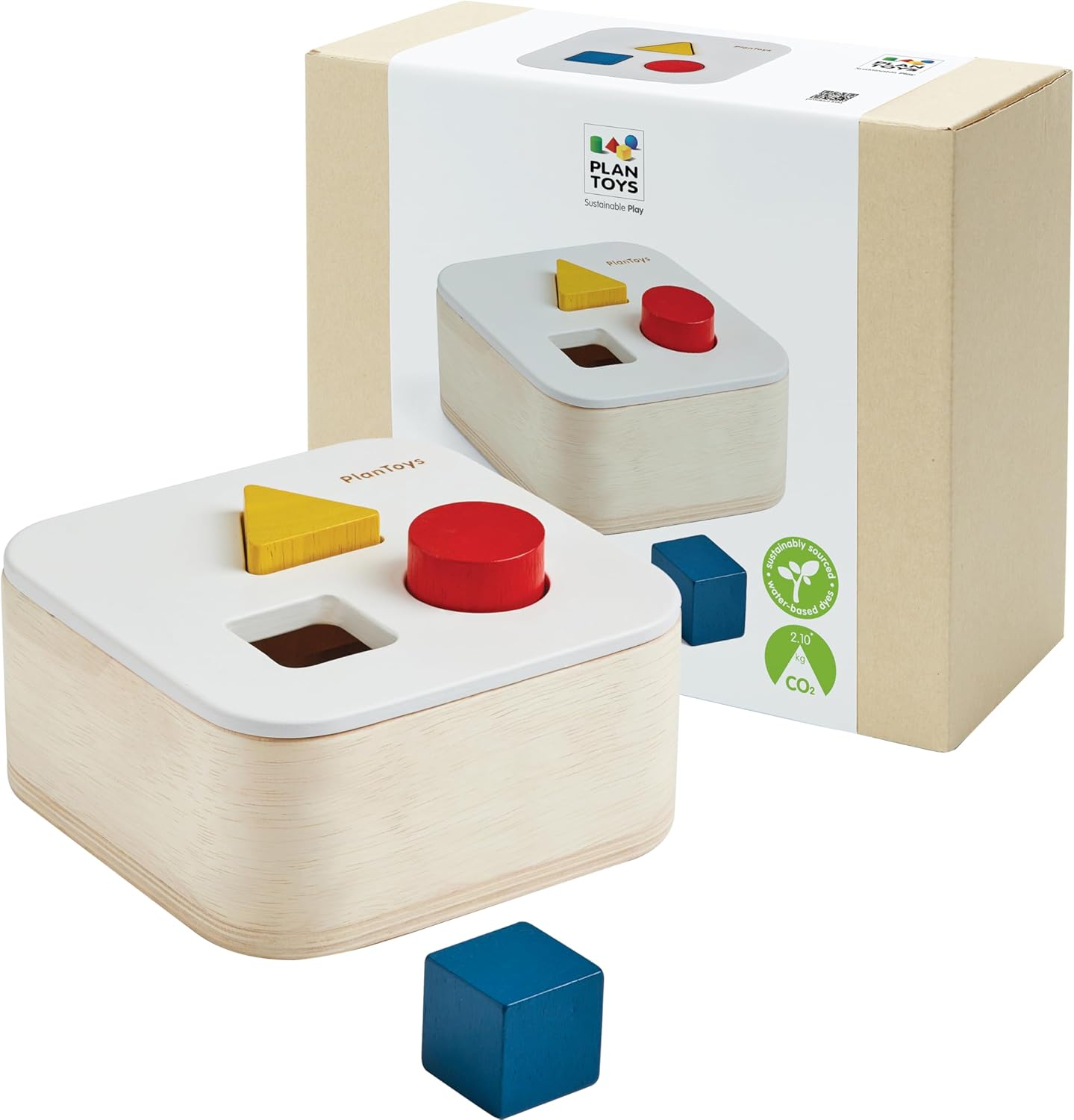 PlanToys® Shape and Sort It Out Bin Wooden Montessori Shape Matching Toy | Fine Motor, Problem Solving and Early Math Learning Activity | Eco Friendly Educational Sorting Toy