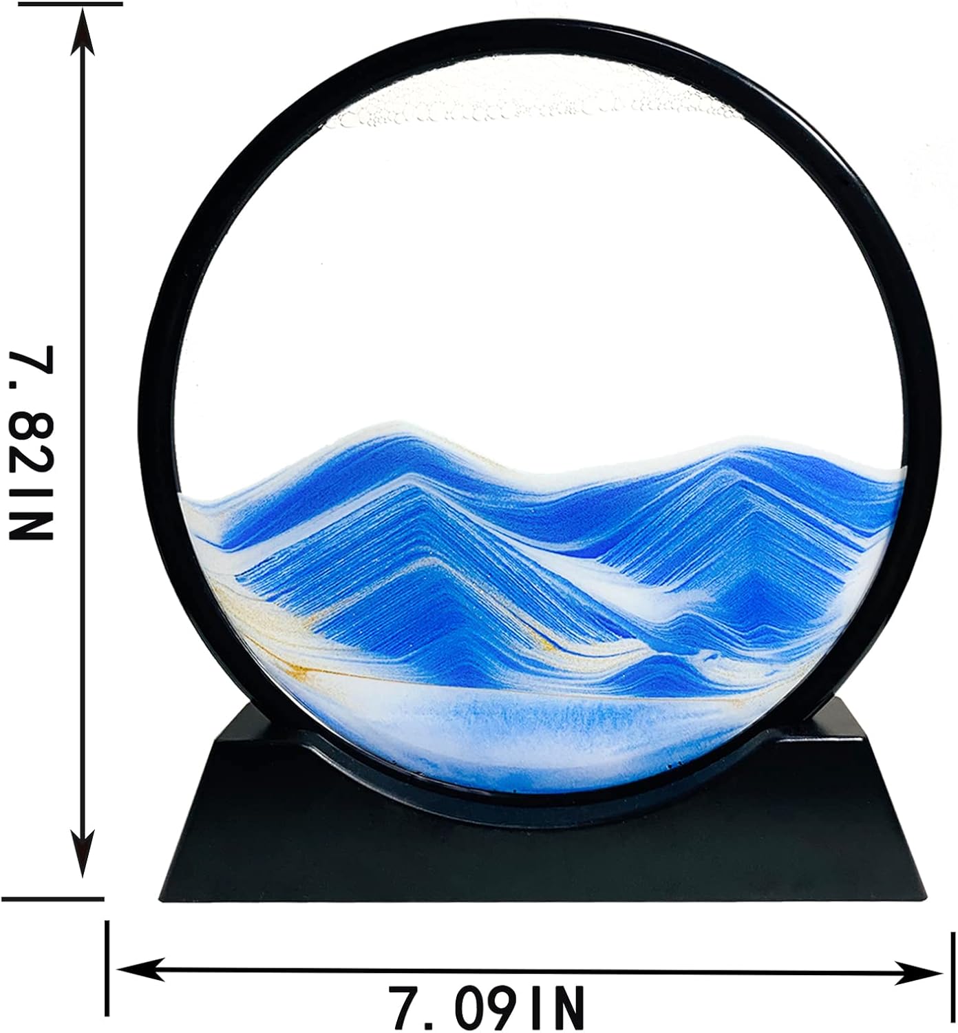 SANDCLE Moving Sand Art Liquid Motion - Moving Sand Art Picture Decor 3D Deep Sea Sandscape, Round Glass Frame Display Flowing Sand Relaxing Toy for Desktop Home Office Work Decoration(Blue, 12")