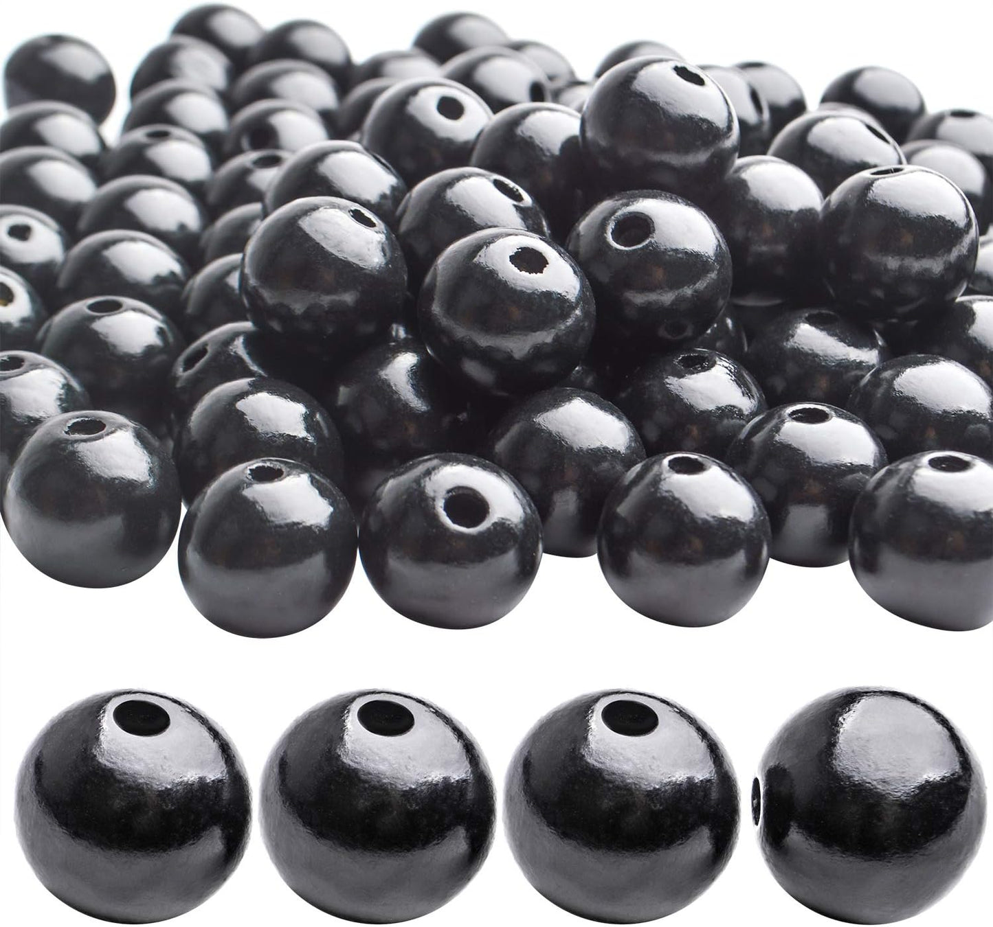 Aylifu Round Wooden Beads, 50 pcs 25mm Natural Unfinished Wooden Spacers for DIY Crafts Jewelry Making, White, Hole: 5mm